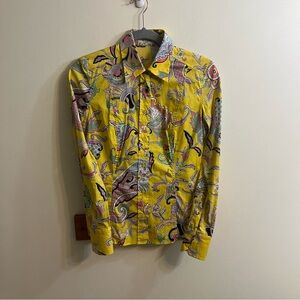 Etro Milano Printed Floral Paisley Sleeve Button Down Shirt IT 42 US 6 Cotton